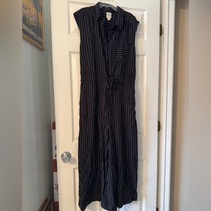 Maeve Navy and White Striped Jumpsuit